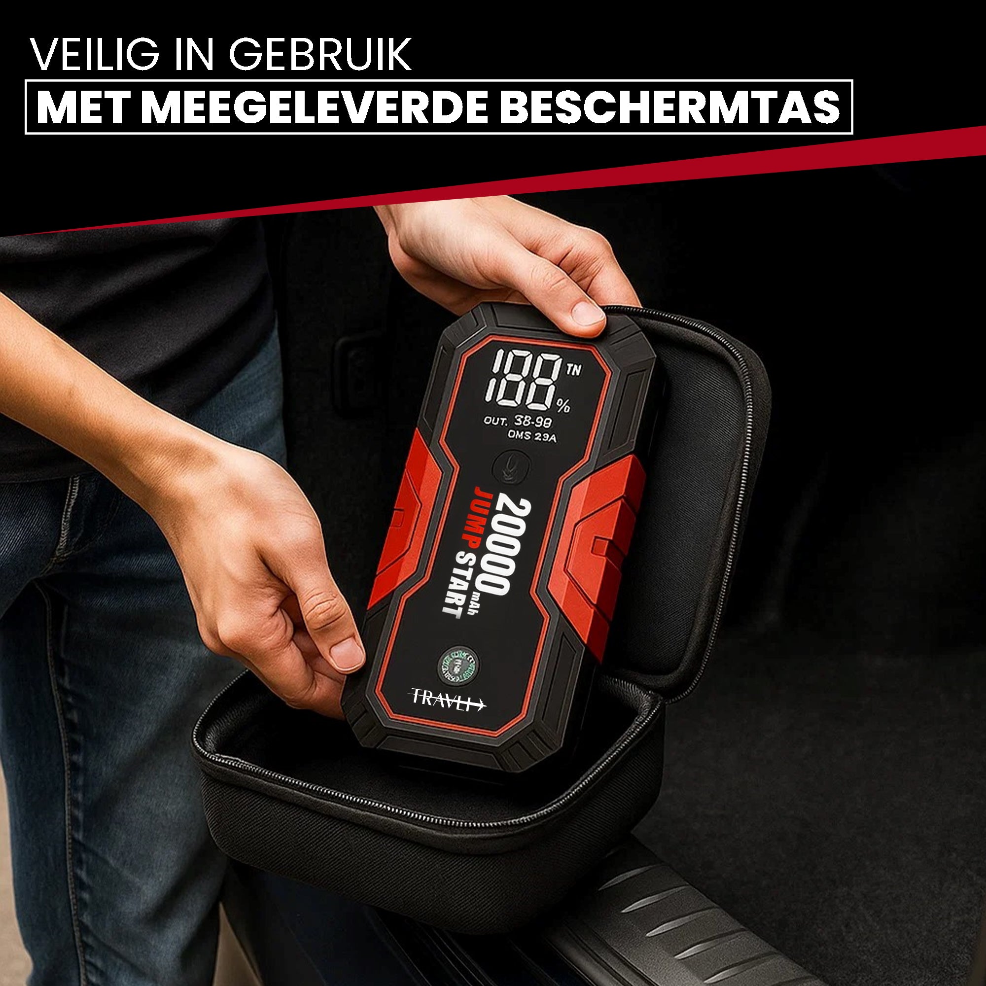 Travli Jumpstarter Zwart/Rood