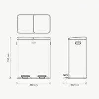 Prullenbak 60 Liter (2x30) met Pedaalbediening - Chrome