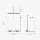 Prullenbak 60 Liter (2x30L) met Pedaalbediening - Wit