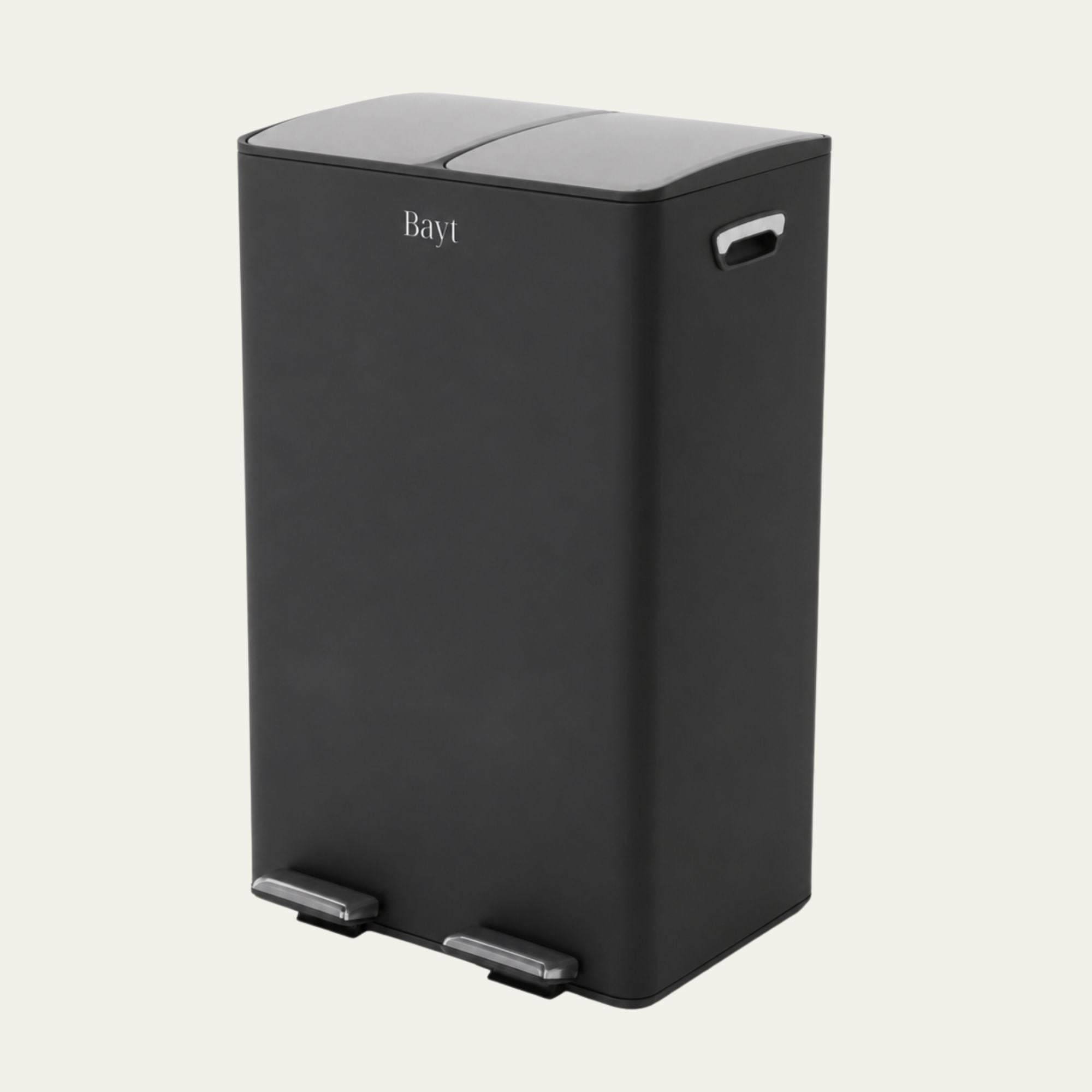 Prullenbak 60 Liter (2x30L) met Pedaalbediening - Zwart/Zilver