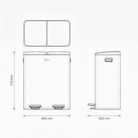 Prullenbak 60 Liter (2x30L) met Pedaalbieding - Zwart